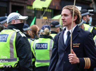 Former pilot Todd Smith at Extinction Rebellion protest