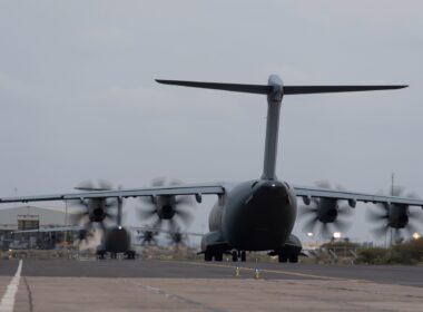 French A400M transport aircraft in Djibouti