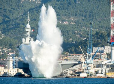 French nuclear aircraft carrier Charles de Gaulle catapult drill