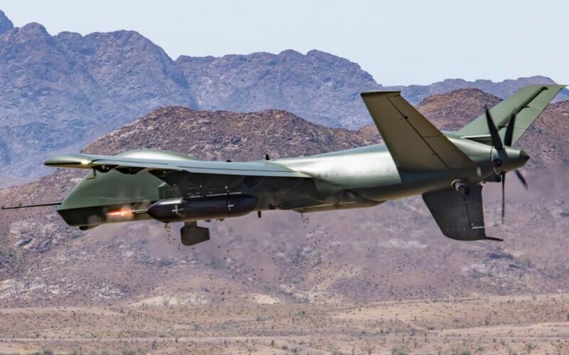 General Atomics Aeronautical Systems Mojave UAS with two DAP-6 Gun Pod Systems