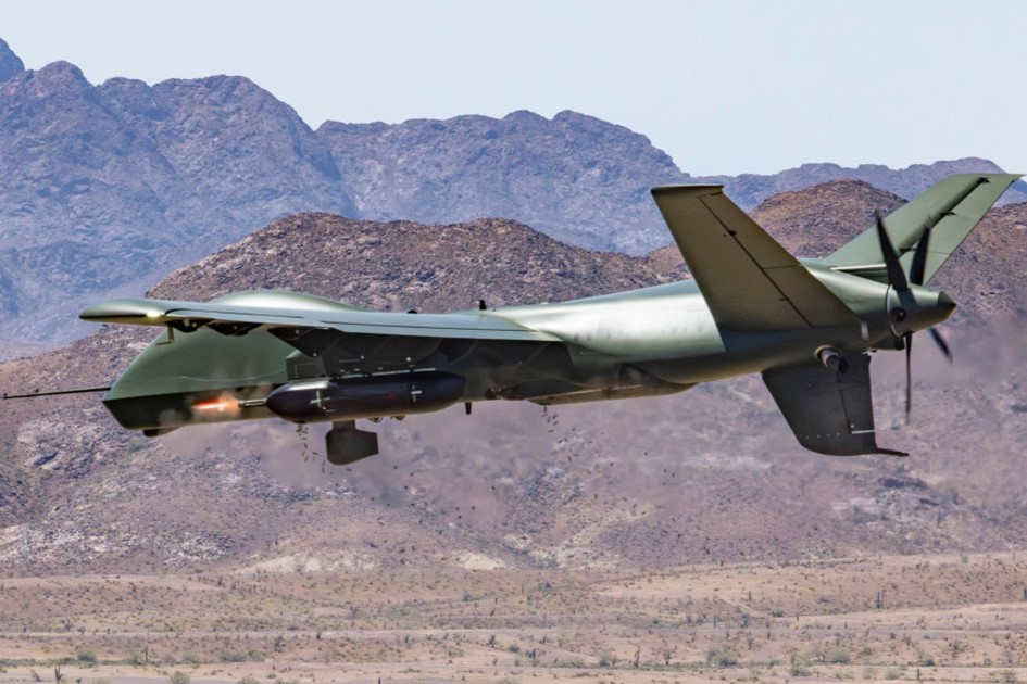 General Atomics Aeronautical Systems Mojave UAS with two DAP-6 Gun Pod Systems