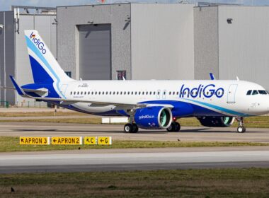 Hamburg,Finkenwerder,,Germany,-,Mar,11,,2020:,Indigo,Airbus,A320-271n