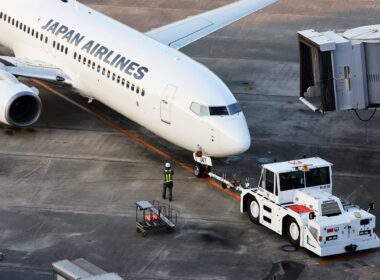 Japan Airlines Boeing 737-800 at Tokyo Haneda International Airport.