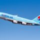 Korean Air plane A380 flying in the air