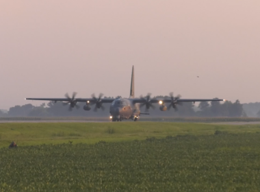 Landing of an AC-130J Ghostrider gunship on Highway 63 in Bono, Arkansas