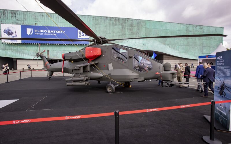 Leonardo AW240 attack helicopter at Eurosatory 2024