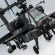 Military attack helicopter flying