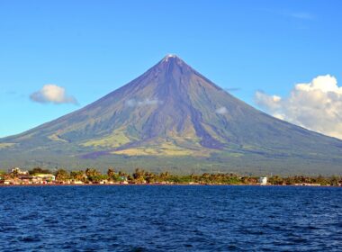 Mount Mayon in Philippines where rescue teams are ascending the volcano to find a plane wreckage