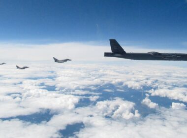 NATO B-52 intercept by RAF Typhoon and French Rafale fighters