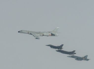 NORAD fighters intercepting a Chinese H-6 strategic bomber