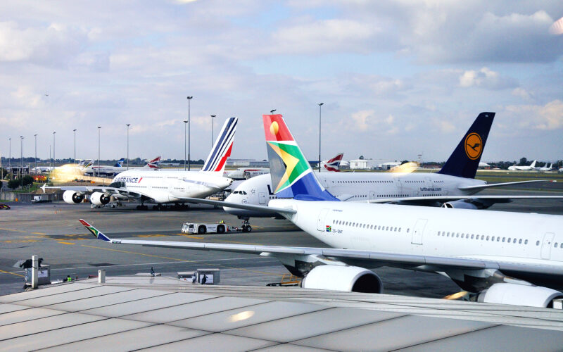 OR Tambo International Airport international airlines Lufthansa Air France A380 South African Airways A340