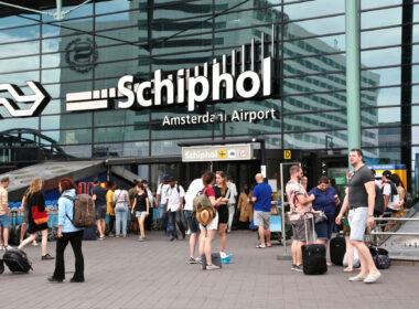 Passengers at Amsterdam Schiphol airport