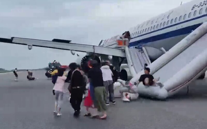 Air China passengers were forced to evacuate the Airbus A320neo after its left hand side engine caught fire