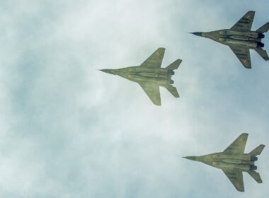 Polish MiG-29 fighters flying in formation