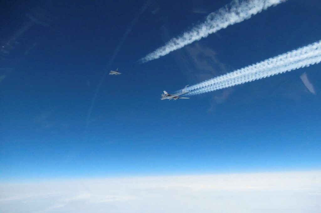 RAF fighter jet and Russian aircraft