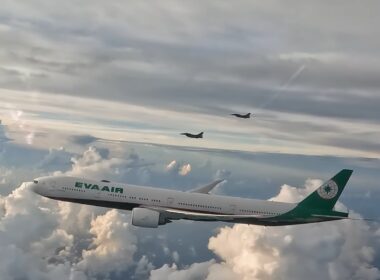 ROCAF F-16 jets escort EVA Air flight with Olympic athletes