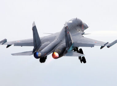 Russia Air Force Sukhoi Su-34 multirole fighter-bomber taking off