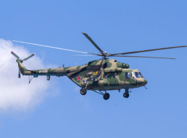 Russian Mi-8 AMTSH military helicopter flying