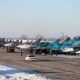 Russian military aircraft lined up