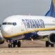 Ryanair Boeing 737 lands at Manchester Airport