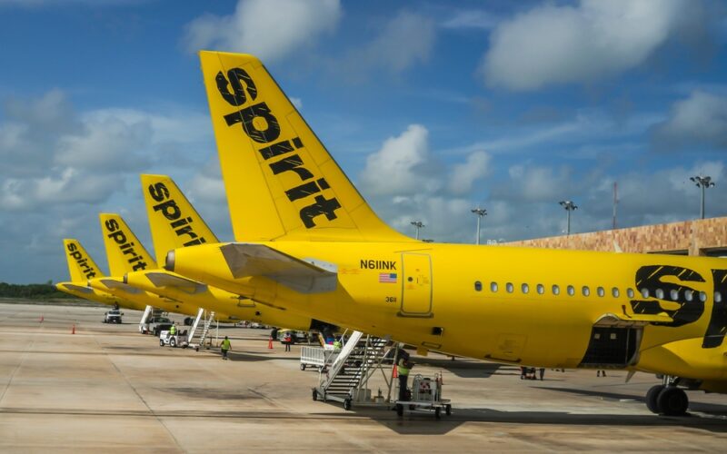 Cancun,,Mexico,-,September,18,,2021:,Spirit,Airlines,Plane,On