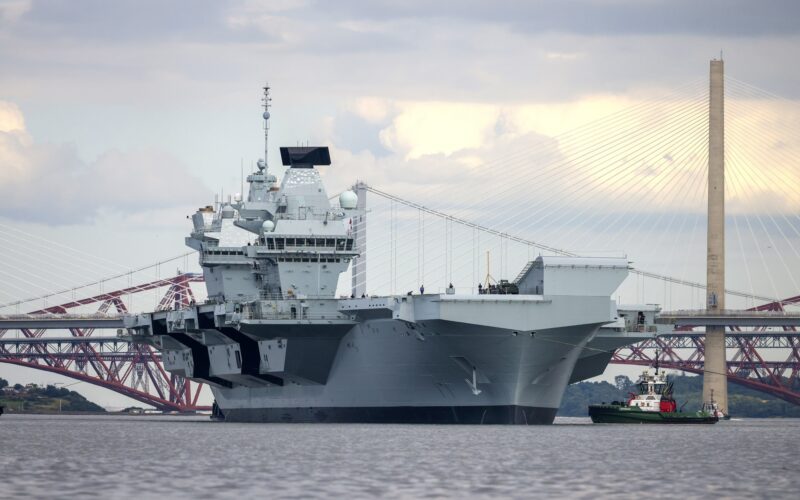 The HMS Prince of Wales aircraft carrier leaves Rosyth dry dock