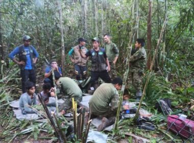 The children being rescued by the Colombian army