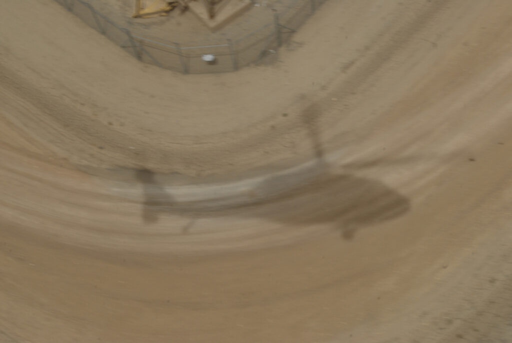 The shadow of a Blackhawk helicopter in Iraq