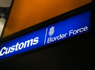 Border Force customs sign at Heathrow Airport