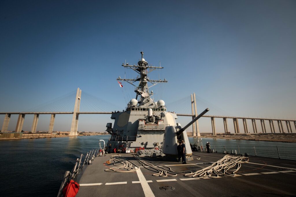 USS Carney transits the Suez Canal