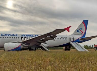 Ural Airlines A320 emergency landing field