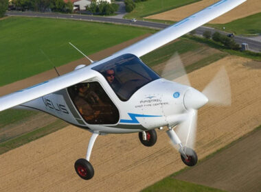 Velis electric plane in flight