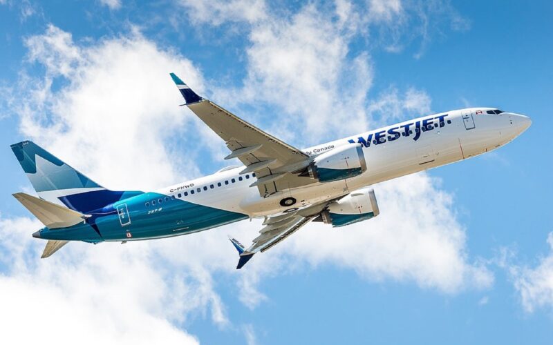 WestJet Airlines Boeing 737 MAX 8 at Calgary International Airport