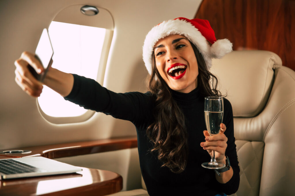 Christmas inside the plane