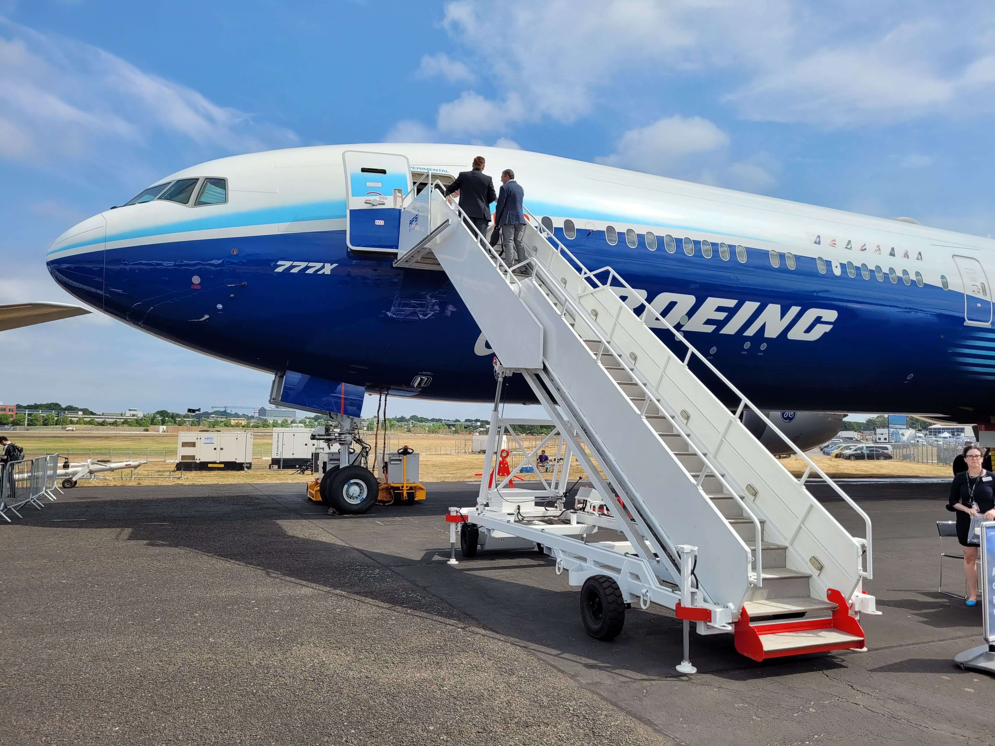 exterior view of nose of 777X at farnborough