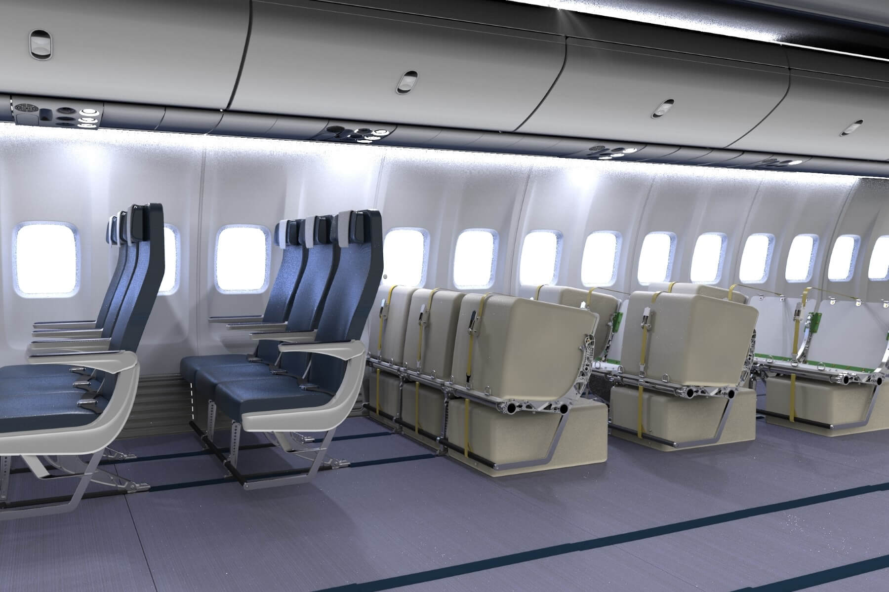 The mixed all-in-one cabin solutions of passenger aircraft interi