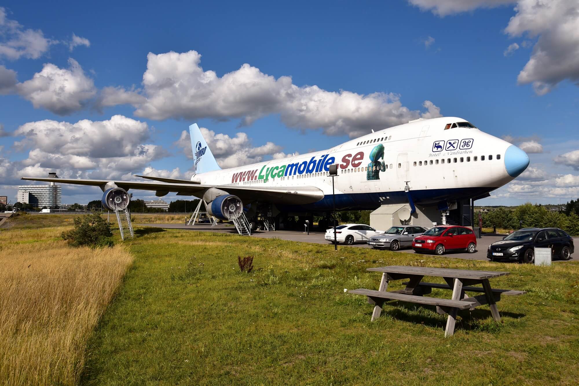 View of Jumbo Stay, an unconventional hotel housed in a retired B