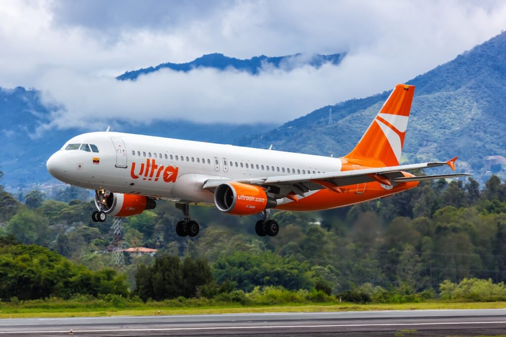 Medellin Colombia   April 19 2022 Ultra Air Airbus A320 airplane at Medellin Rionegro airport MDE in Colombia