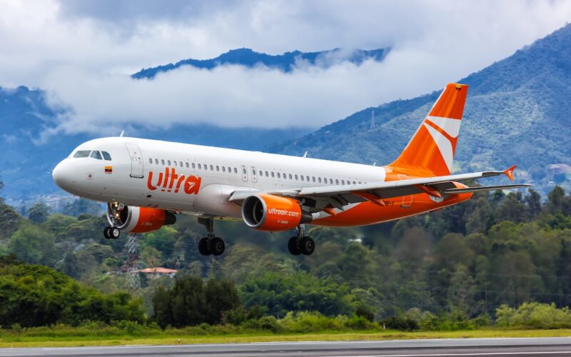 Medellin Colombia   April 19 2022 Ultra Air Airbus A320 airplane at Medellin Rionegro airport MDE in Colombia