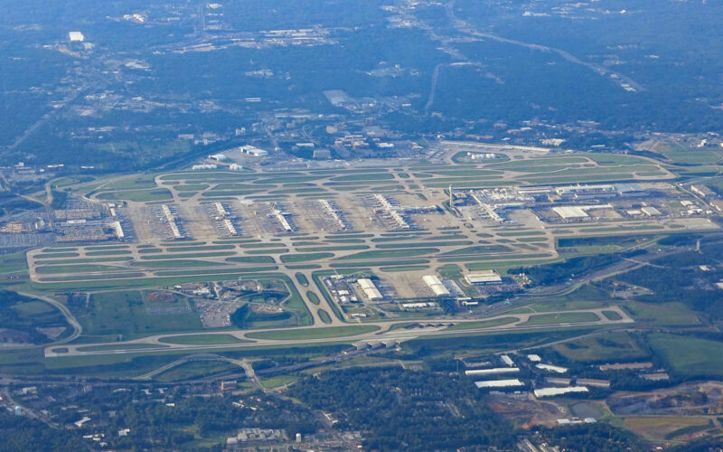 Aerial,View,Of,The,Multiple,Runways,And,Terminals,At,Atlanta's