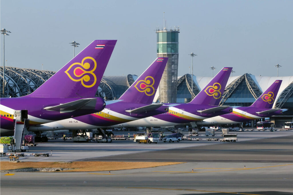 hai Airways airplanes tails in Suvarnabhumi International Airport